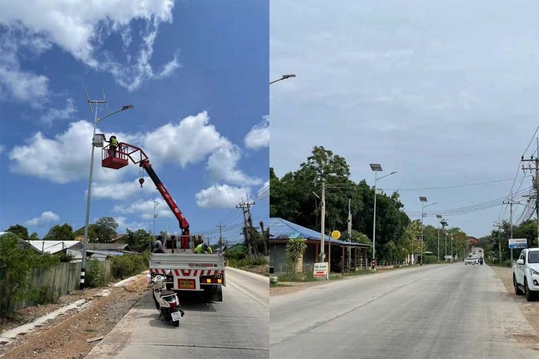 Lampadaire série Rifle pour l’éclairage solaire des routes de campagne en Thaïlande