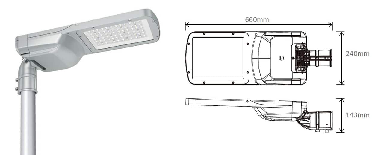 Surface projetée effective (EPA) frontale des luminaires extérieurs