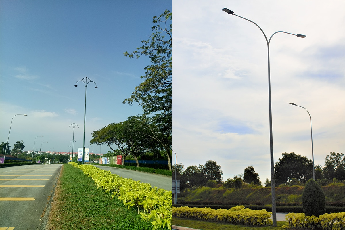 Éclairage public à LED de la série L sur la route principale de la ville