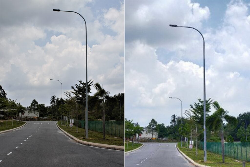 candélabre led éclairage public de la série H pour rond-point dans la vallée technologique de Sendayan