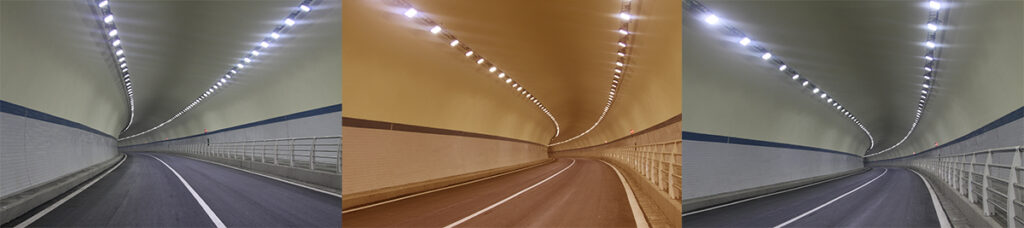 Éclairage blanc réglable dans l'éclairage des tunnels