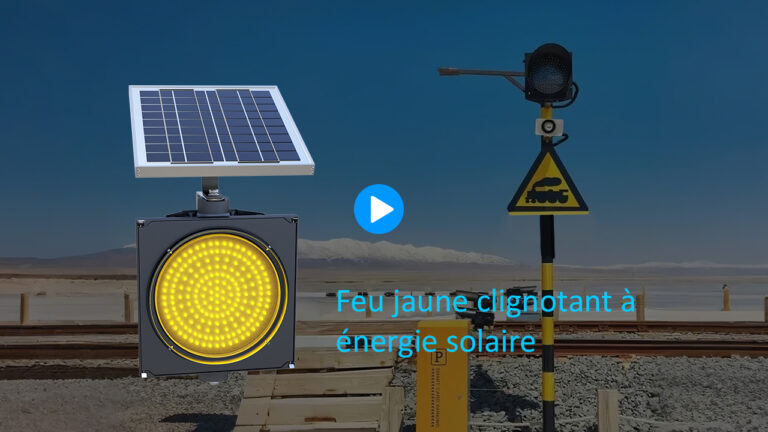 Feu de signalisation clignotant jaune solaire