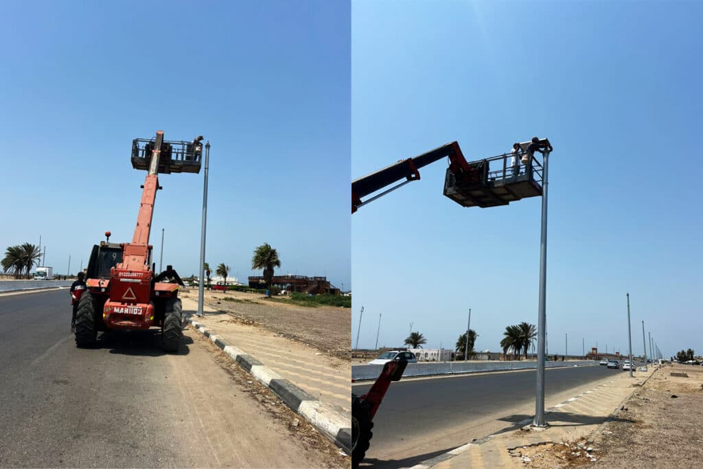 série PV5 Lampadaire solaire avec détecteur sur les routes côtières d'Égypte