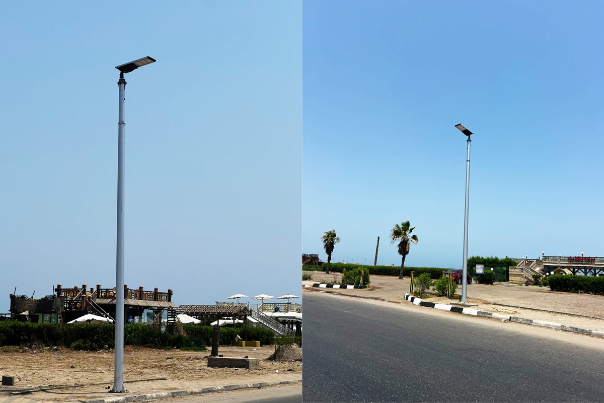 série PV5 Lampadaire solaire avec détecteur sur les routes côtières d'Égypte-2