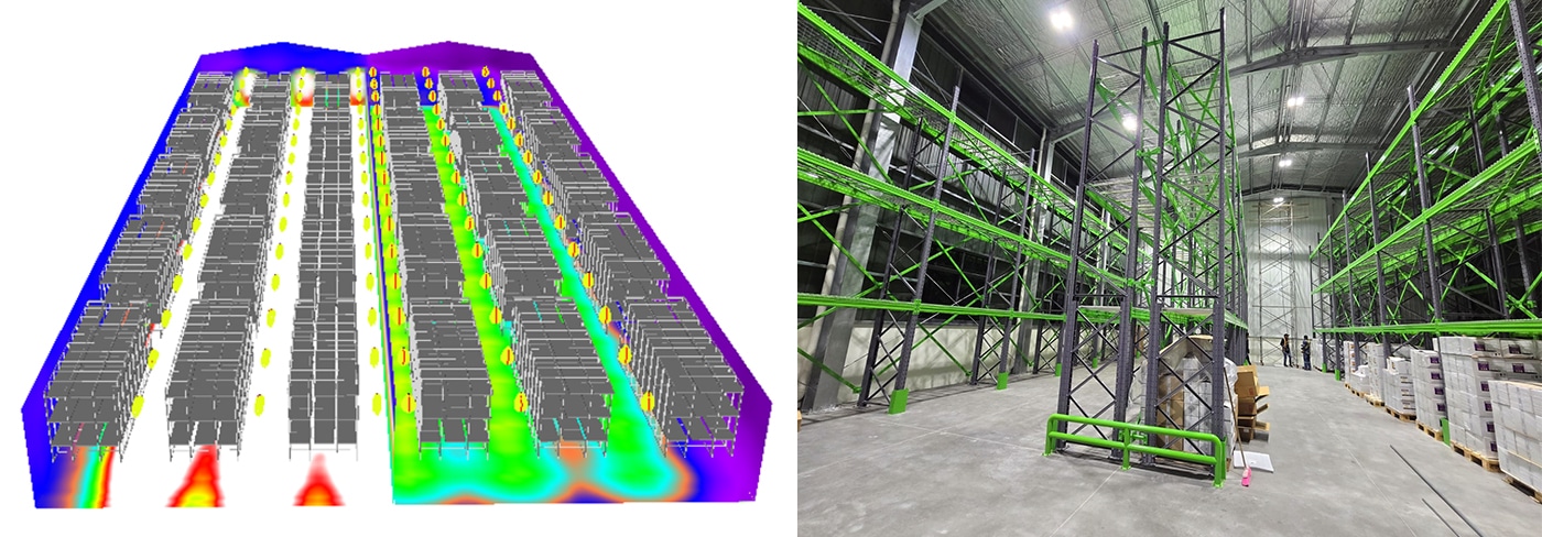 Conception d'éclairage d'entrepôt intérieur